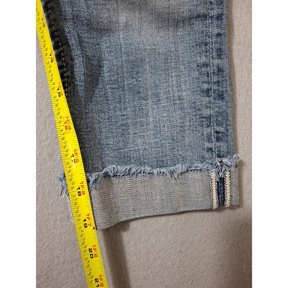 Miss Me Embellished Capri Jeans 26 30x19 Distressed Holes Selvedge T Flap Pocket - Picture 5 of 12